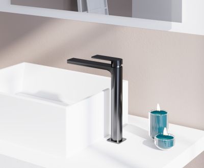 ALPHA едноръковхатков смесител за умивалник тип купа, цвят DARK GREY