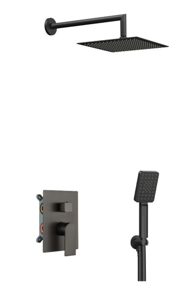 ALPHA двупътна душ-система за вграждане с ръкохватка, цвят DARK GREY