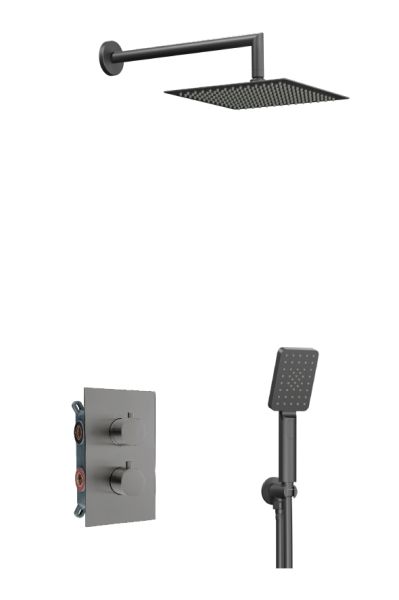 ALPHA термостатична двупътна душ система за вграждане, цвят DARK GREY