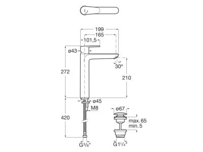 Смесител за умивалник Roca Victoria Plus за умивалник тип купа