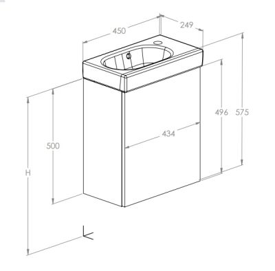 Mini-N мебел с умивалник цвят Light Oak (Дъб) 45см 