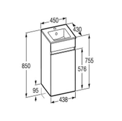 Cube-N  мебел с умивалник Бял гланц 45см  с вратичка