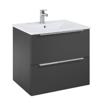 ROCA ELEGANT PLUS МДФ мебел с две чекмеджета и умивалник 613мм цвят оникс дръжките се поръчват отделно 