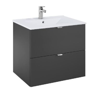 ROCA ELEGANT PLUS МДФ мебел с две чекмеджета и умивалник 613мм цвят оникс дръжките се поръчват отделно 