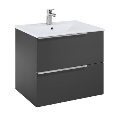 ROCA ELEGANT PLUS МДФ мебел с две чекмеджета и умивалник 613мм цвят оникс дръжките се поръчват отделно 