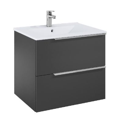 ROCA ELEGANT PLUS МДФ мебел с две чекмеджета и умивалник 613мм цвят оникс дръжките се поръчват отделно 