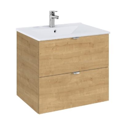  ROCA ELEGANT PLUS МДФ мебел с две чекмеджета и умивалник 613мм цвят Дъб дръжките се поръчват отделно 