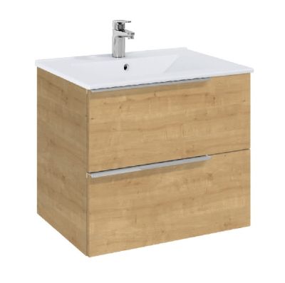  ROCA ELEGANT PLUS МДФ мебел с две чекмеджета и умивалник 613мм цвят Дъб дръжките се поръчват отделно 