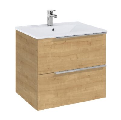  ROCA ELEGANT PLUS МДФ мебел с две чекмеджета и умивалник 613мм цвят Дъб дръжките се поръчват отделно 