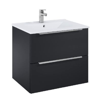 ROCA ELEGANT PLUS МДФ мебел с две чекмеджета и умивалник 613мм цвят Черен Мат дръжките се поръчват отделно 