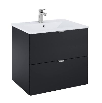 ROCA ELEGANT PLUS МДФ мебел с две чекмеджета и умивалник 613мм цвят Черен Мат дръжките се поръчват отделно 