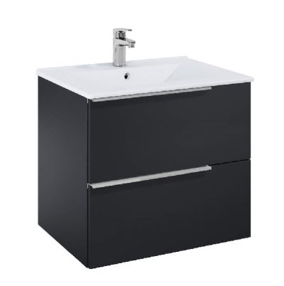 ROCA ELEGANT PLUS МДФ мебел с две чекмеджета и умивалник 613мм цвят Черен Мат дръжките се поръчват отделно 