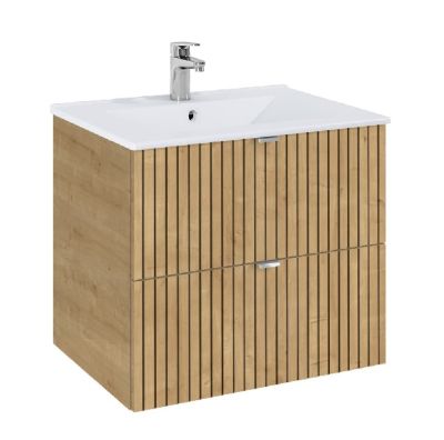 ROCA ELEGANT PLUS МДФ мебел с две чекмеджета и умивалник 613мм цвят Дъб структориран дръжките се поръчват отделно 