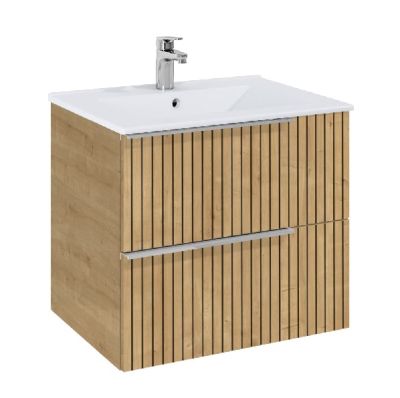 ROCA ELEGANT PLUS МДФ мебел с две чекмеджета и умивалник 613мм цвят Дъб структориран дръжките се поръчват отделно 