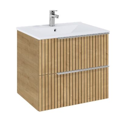 ROCA ELEGANT PLUS МДФ мебел с две чекмеджета и умивалник 613мм цвят Дъб структориран дръжките се поръчват отделно 