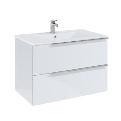 ROCA ELEGANT PLUS МДФ мебел с две чекмеджета и умивалник 813мм цвят Бял гланц дръжките се поръчват отделно 