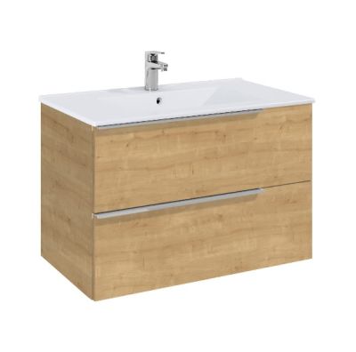  ROCA ELEGANT PLUS МДФ мебел с две чекмеджета и умивалник 813мм цвят Дъб дръжките се поръчват отделно 