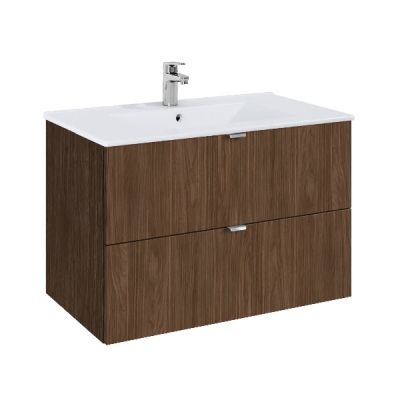ROCA ELEGANT PLUS МДФ мебел с две чекмеджета и умивалник 813мм цвят Орех дръжките се поръчват отделно 