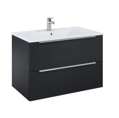 ROCA ELEGANT PLUS МДФ мебел с две чекмеджета и умивалник 813мм цвят Черен Мат дръжките се поръчват отделно 