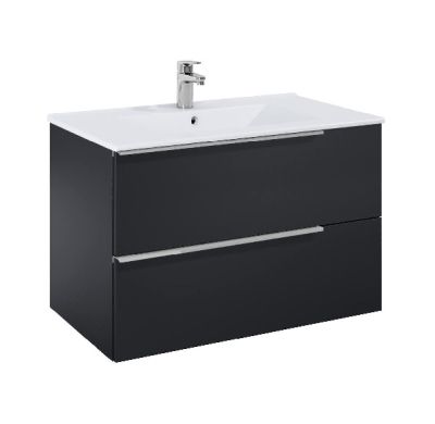 ROCA ELEGANT PLUS МДФ мебел с две чекмеджета и умивалник 813мм цвят Черен Мат дръжките се поръчват отделно 