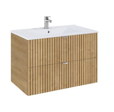  ROCA ELEGANT PLUS МДФ мебел с две чекмеджета и умивалник 813мм цвят Дъб структориран  дръжките се поръчват отделно 