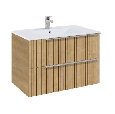  ROCA ELEGANT PLUS МДФ мебел с две чекмеджета и умивалник 813мм цвят Дъб структориран  дръжките се поръчват отделно 