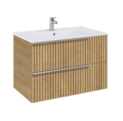  ROCA ELEGANT PLUS МДФ мебел с две чекмеджета и умивалник 813мм цвят Дъб структориран  дръжките се поръчват отделно 