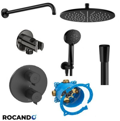 Roca T-500 Термостатична душ-система ЧЕРЕН МАТ с подвижен душ и пита Ф 25 