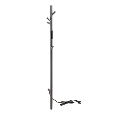 Лира за баня, електрическа, компактна със закачалки, тъмно сив мат