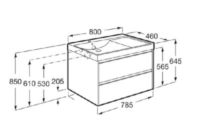  ROCA ONA 80 Мебел Unik с две чекмеджета и умивалник Зелен Мат 