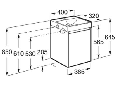 ROCA ONA COMPACT 40 Мебел Unik с една врата и умивалник Зелен Мат 