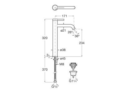 ROCA ONA Висок смесител за умивалник с клик-клак Бял Мат 