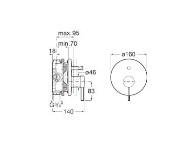 ROCA ONA Вграден смесител вана-душ с автоматичен преключвател Бял Мат 