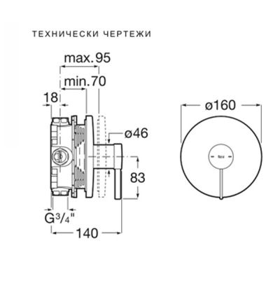 ROCA ONA Вграден смесител за душ Titanium Black 