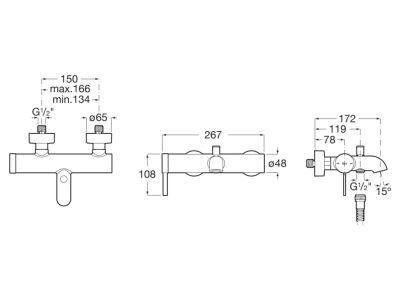ROCA ONA Стенен смесител за вана-душ с автоматичен превключвател Бял Мат 