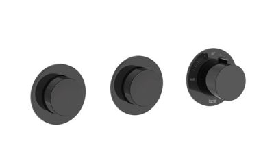 ROCA T-MULTI Вграден термостатичен смесител за душ с два изхода Titanium Black