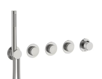 ROCA T-MULTI Вграден термостатичен смесител за душ с три изхода Stainless Steel Finish