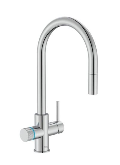 ROCA AQUAFY Смесител за кухня с фитрираща система два изхода и изваждащ се чучур Хром