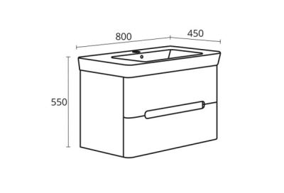 PVC Монако 80см долен шкаф за баня с умивалник и две чекмеджета в бял гланц