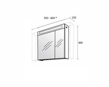 PVC Ема 65см Горен шкаф за баня Ема с LED осветление дървесен