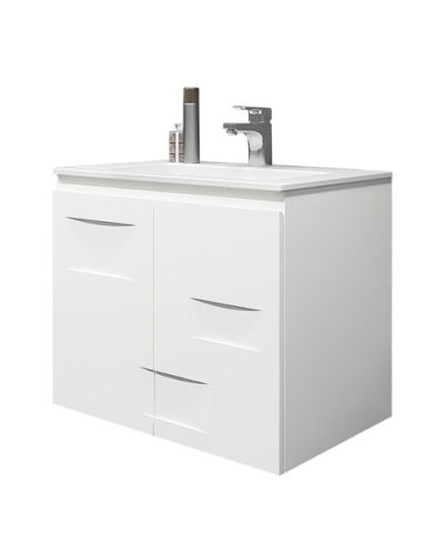 PVC Сънлайт 65см Долен шкаф за баня и две врати с умивалник Fayans Линеа бял гланц