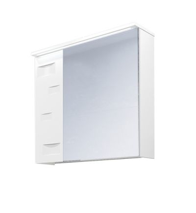 PVC Сънлайт шкаф за баня 65 см с две врати и огледало бял гланц с LED вградено осветление