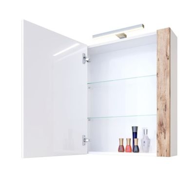 PVC Хюстън 2 шкаф с една врата и огледало с LED осветление 60 см