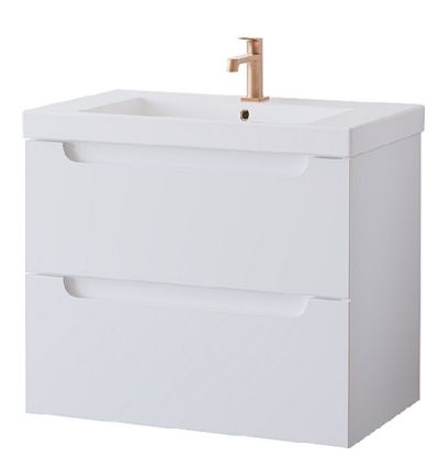 ATRIA Мебел за баня 60 см с две чекмеджета - Бял гланц