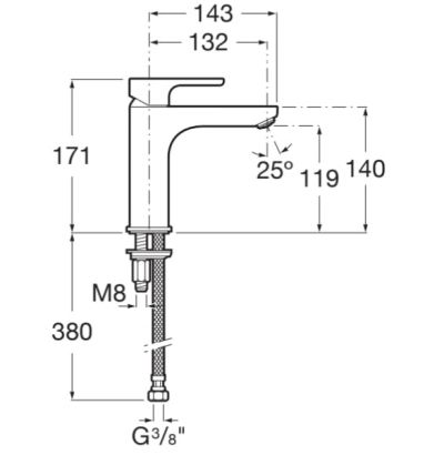 L20 Комплект смесители за умивалник, вана/душ и тръбно окачване със слушалка ХРОМ