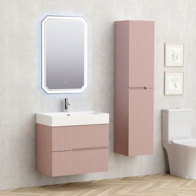 Eloria PVC мебел за баня с умивалник, цвят розов