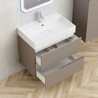 Eloria PVC мебел за баня с умивалник, цвят тъмнокафяв