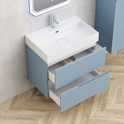 Eloria PVC мебел за баня с умивалник, цвят светло син