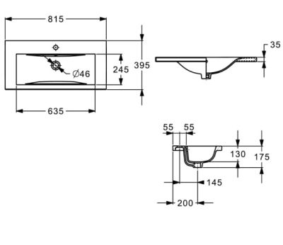 HEBE COMPACT Умивалник за мебел 815 x 395 mm