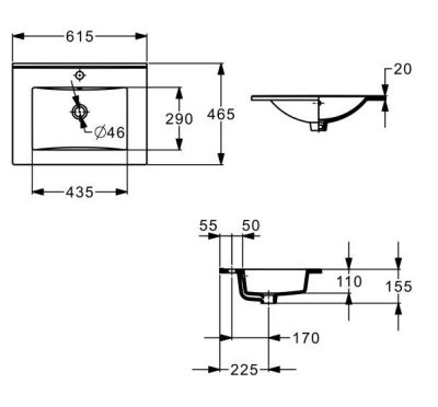 HEBE Умивалник за мебел 615 x 465 mm